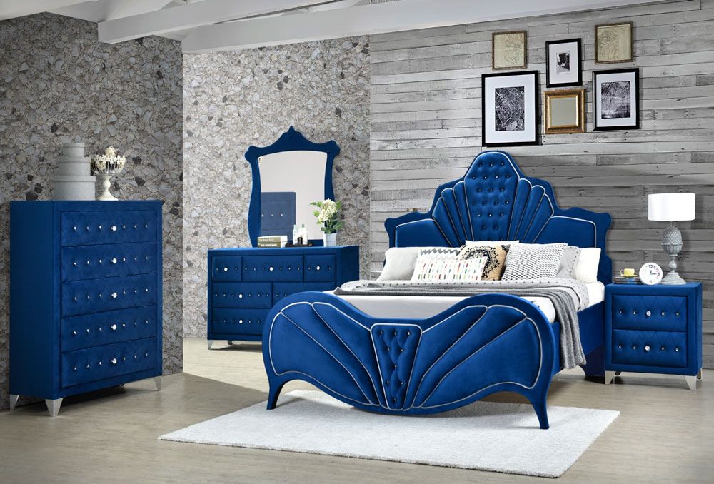 Chareau Blue Velvet Bedroom Collection