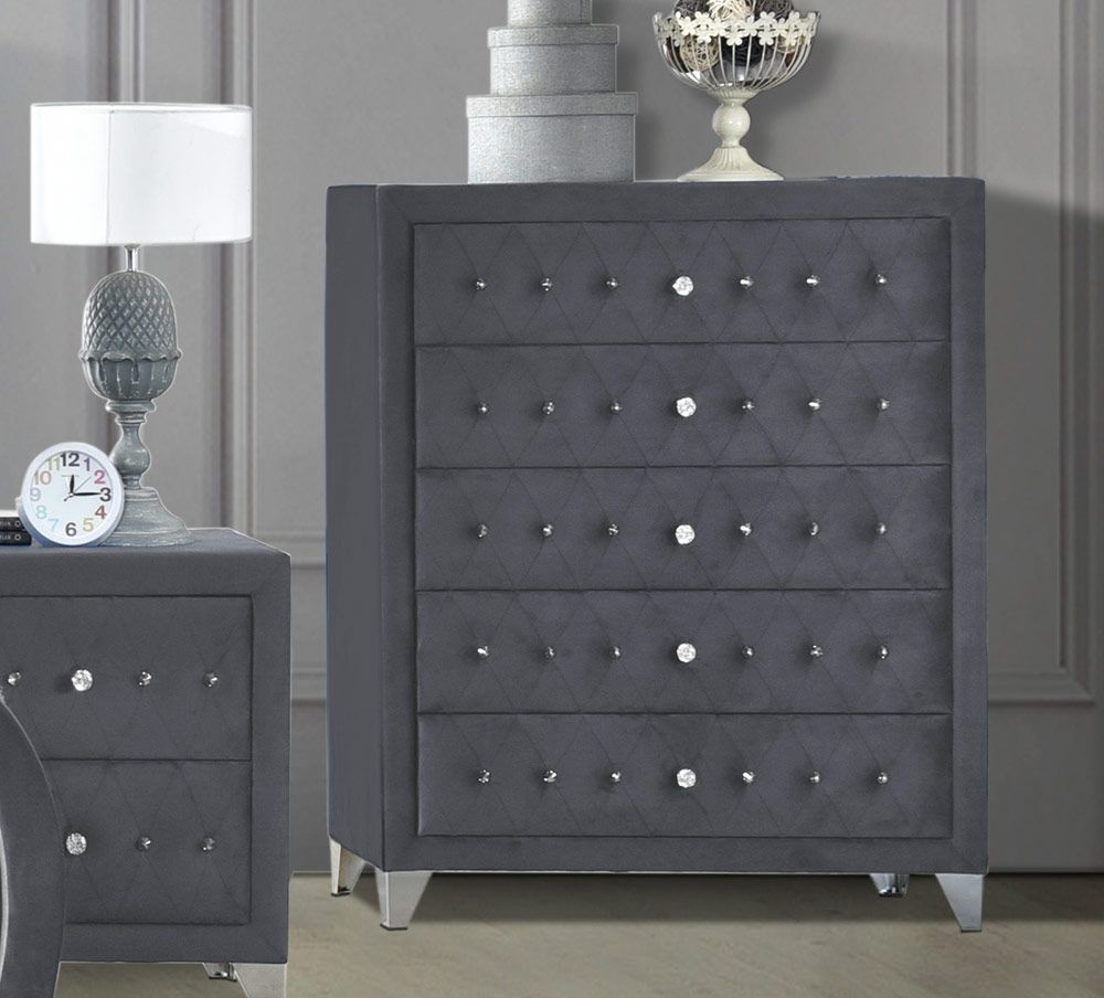 Chareau Grey Velvet Upholstered Chest