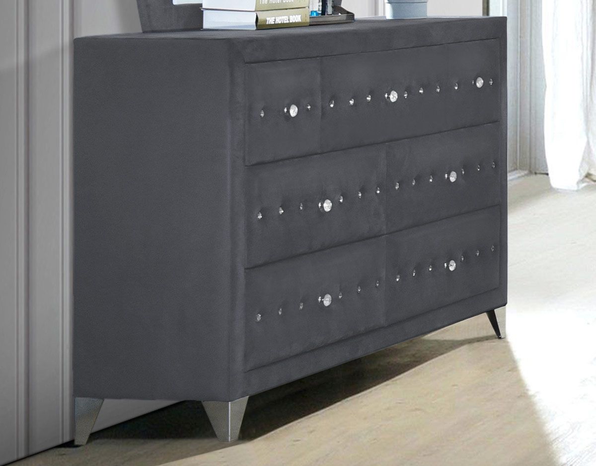 Chareau Grey Velvet Upholstered Dresser