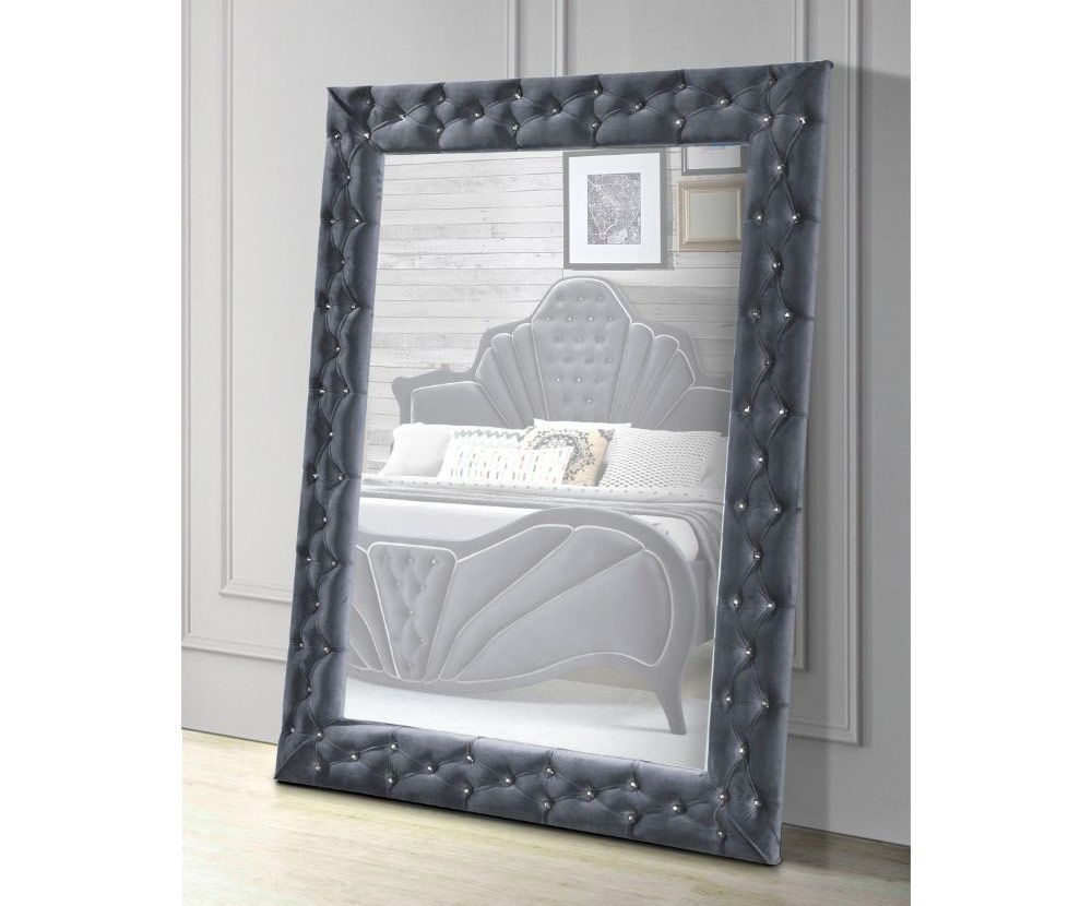 Chareau Grey Velvet Upholstered Floor Mirror
