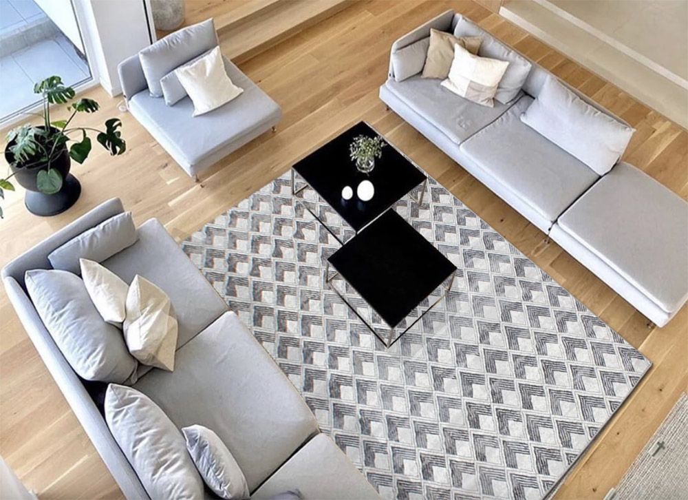 Charis Grey Area Rug Setting