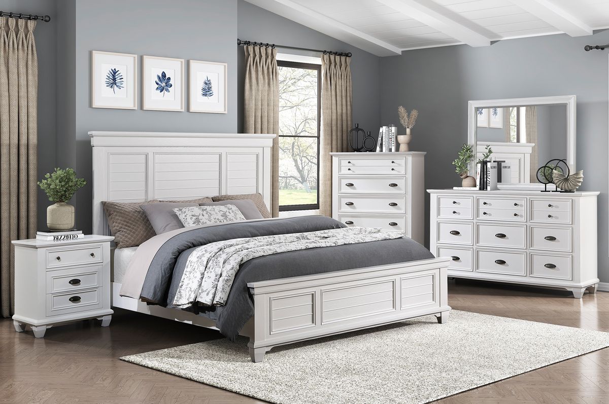 Charles White Finish Classic Bedroom Set