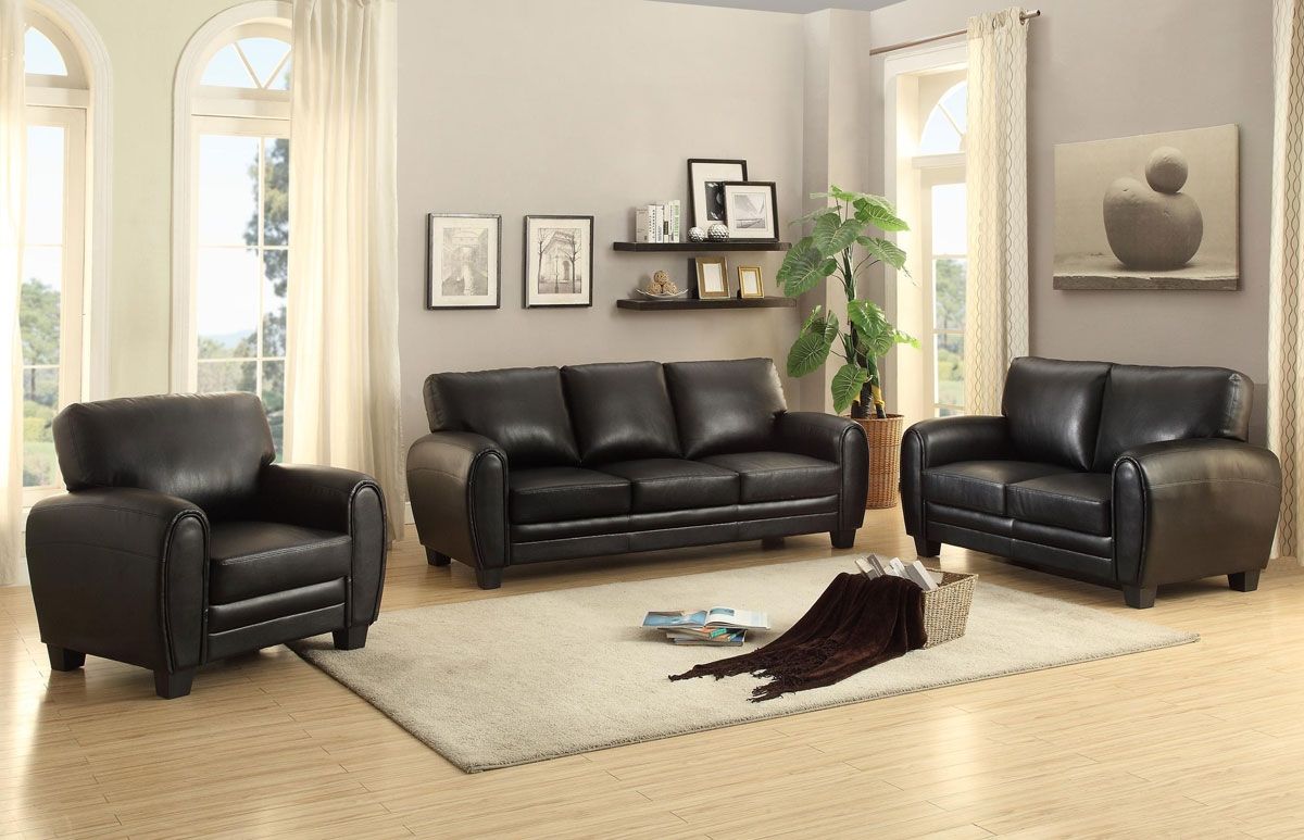 Charley Black Leather Sofa