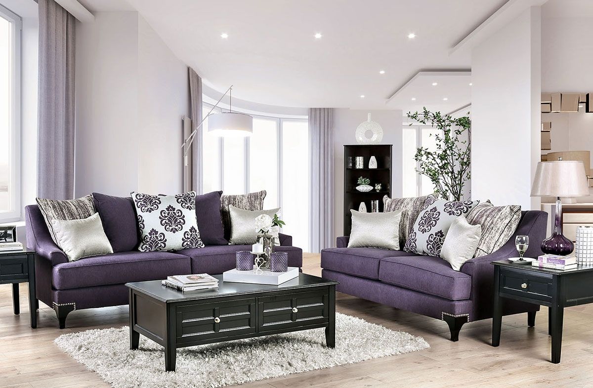 Charley Purple Chenille Sofa
