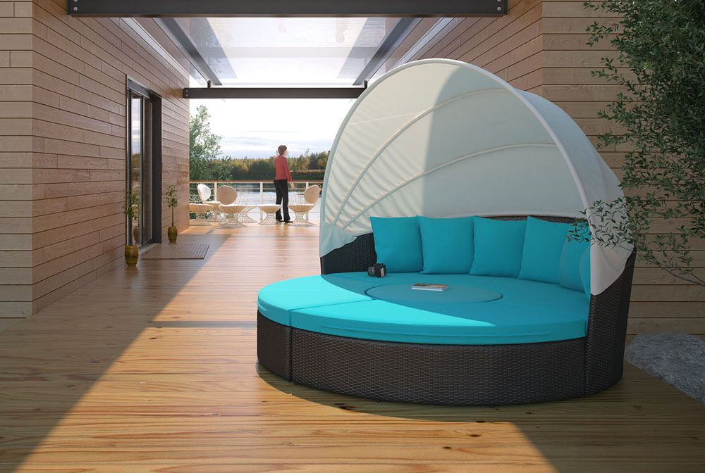 Charlotte Turquoise Canopy Outdoor Daybed