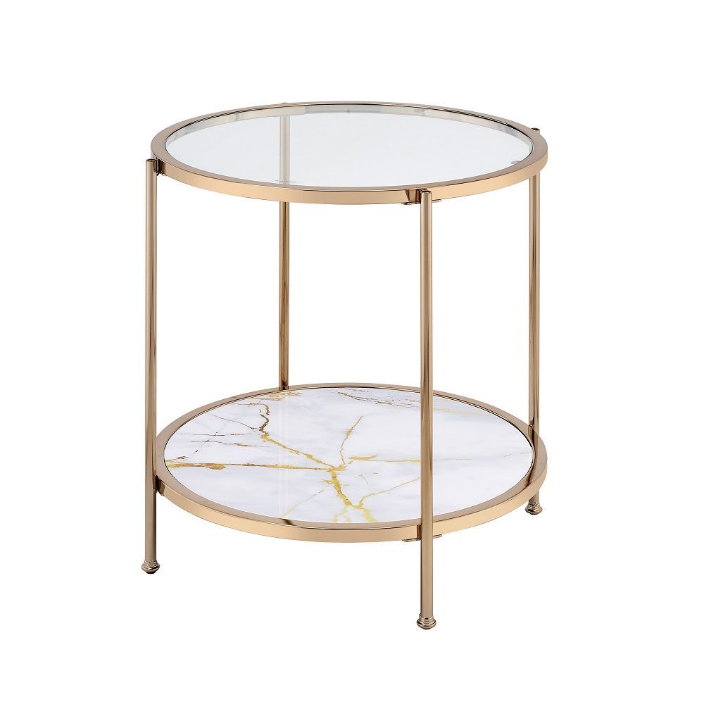 Charrot End Table With Marble Print