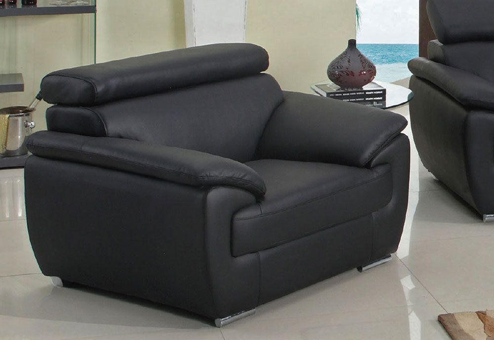 Chaska Black Leather Modern Chair