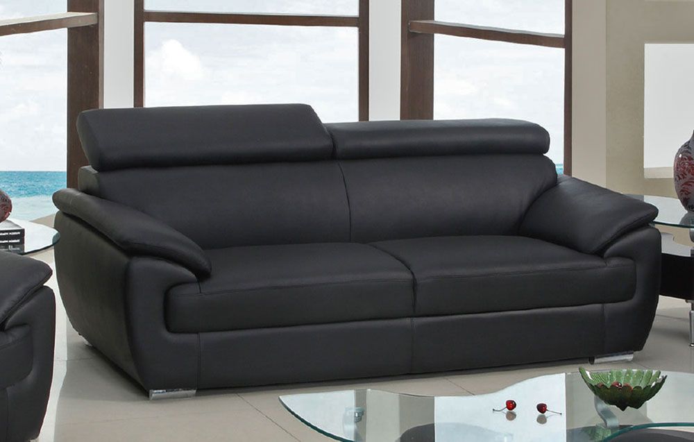 Chaska Black Genuine Leather Sofa