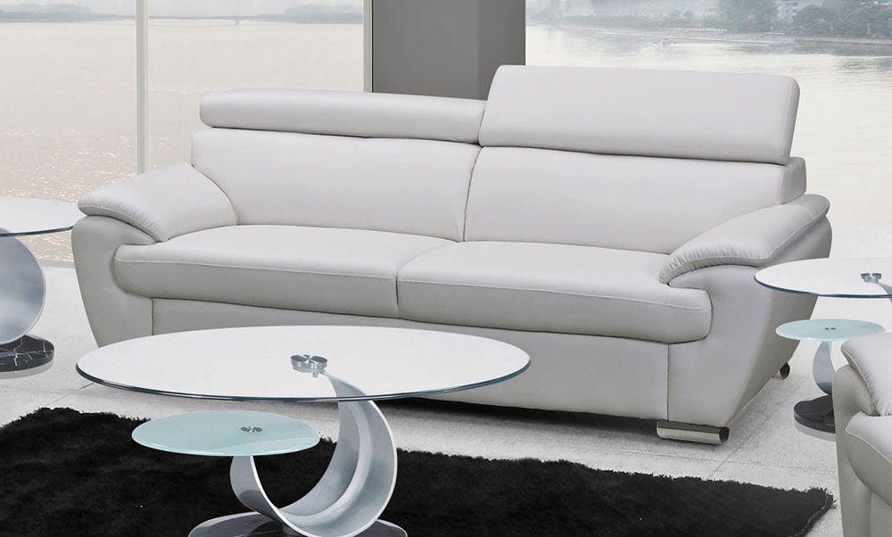 Chaska White Genuine Leather Sofa