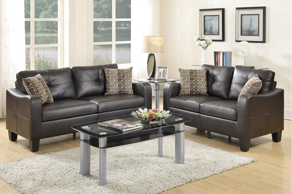 Chateau Contemporary Leather Sofa Set