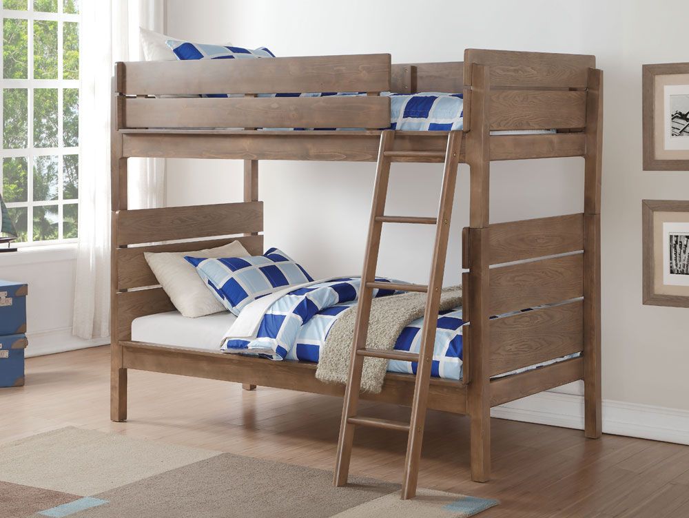 Chavira Rustic Oak Finish Bunk Bed