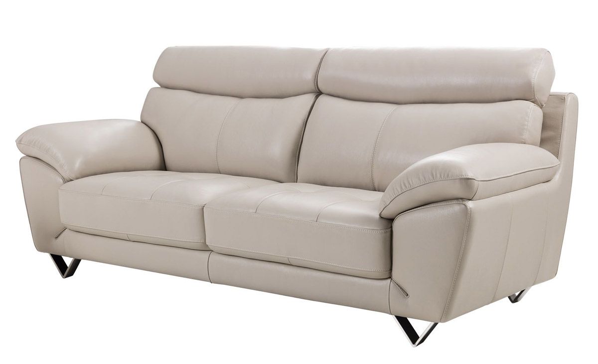 Chiang Light Grey Italian Leather Sofa