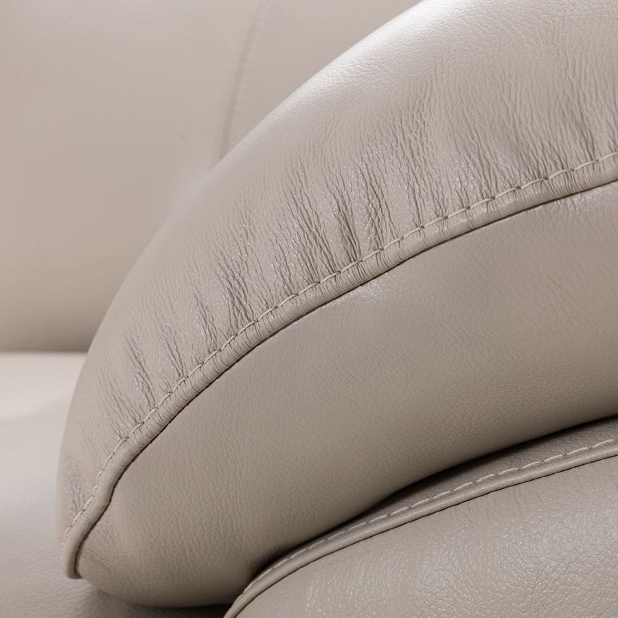 Chiang Light Grey Leather Sofa Details