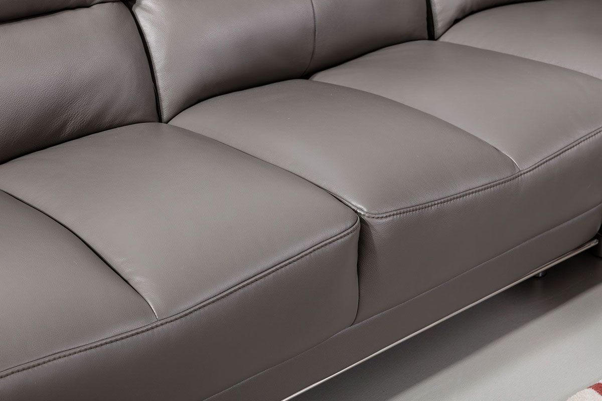 Chiara Gray Italian Leather Sectional Seat