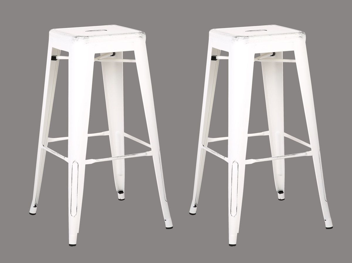 Chios White Steel Bar Stools