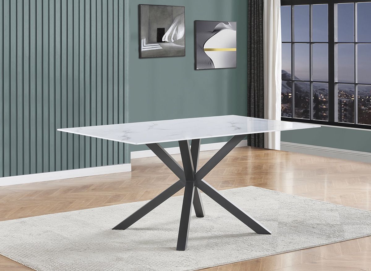 Cicero Glass Marble Top Dining Table