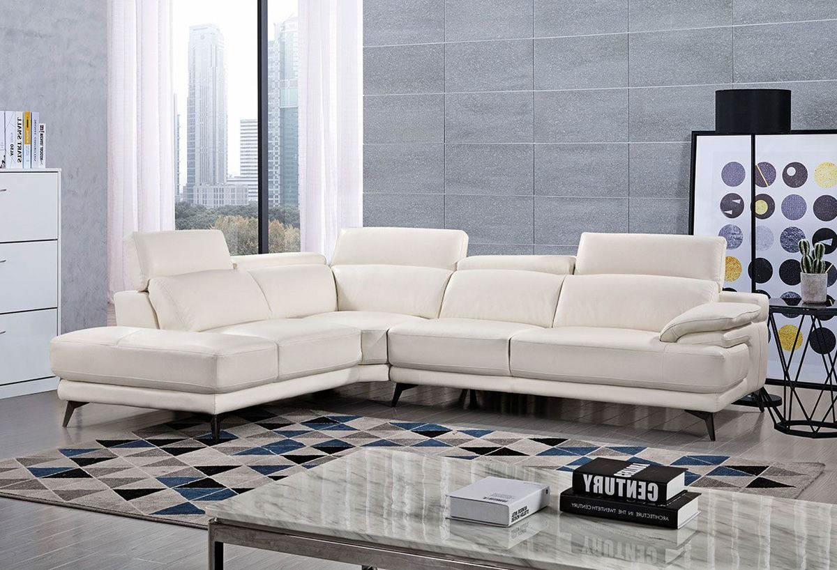 Cidro White Leather Modern Sectional