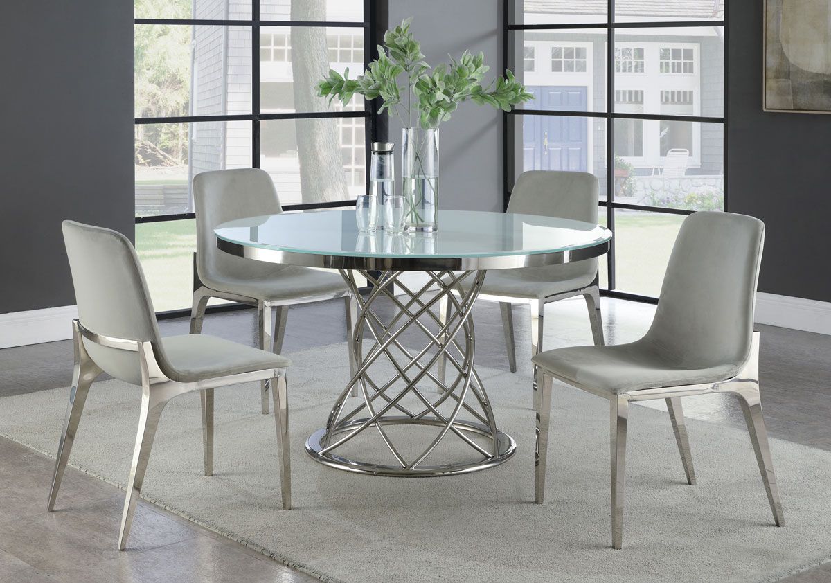 Clarice Modern Round Glass Dining Table