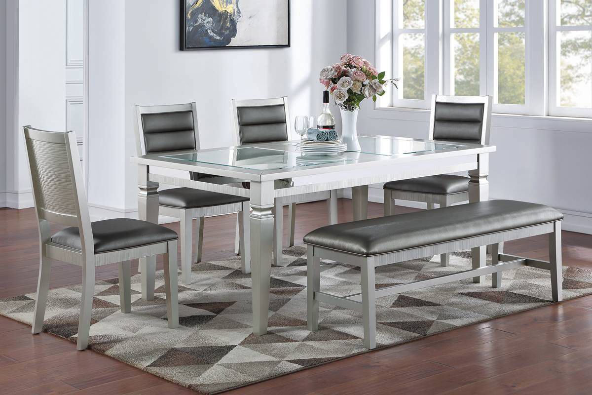 Clarkson Silver Finish Modern Dining Table Set