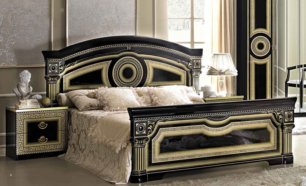 Aida Black Italian Bed With Night Stand