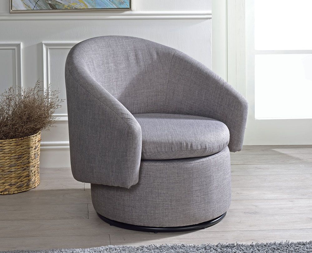 Clea Grey Linen Swivel Accent Chair