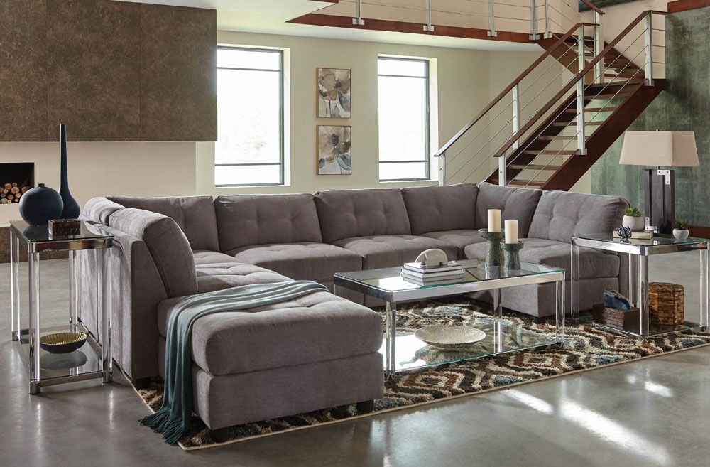 Clermont Modular Sectional Set Grey Microfiber