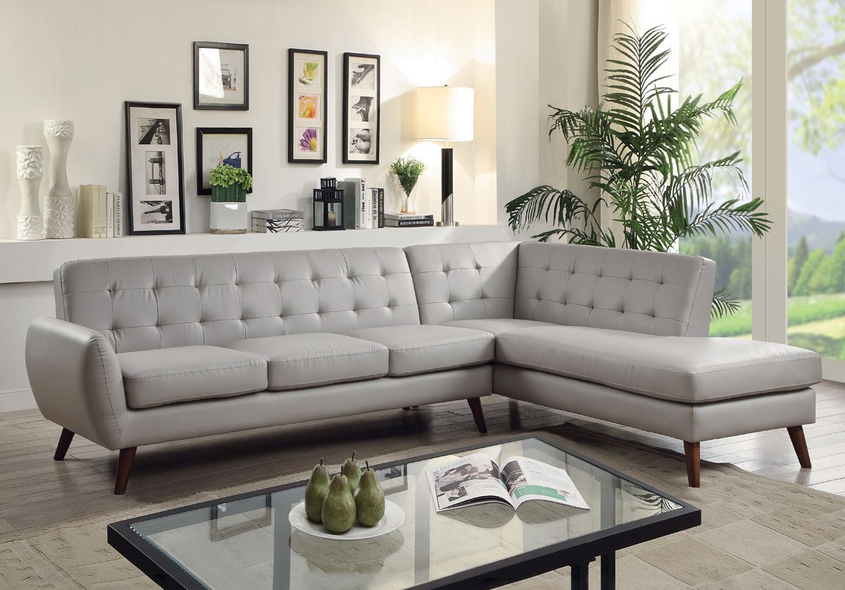 Cleto Mid Century Modern Sectional Grey