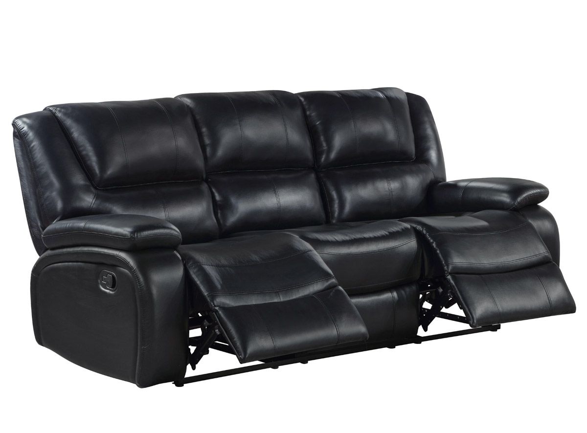 Clifford Black Leather Recliner Sofa Open