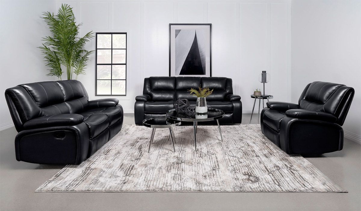 Clifford Black Leather Recliner Sofa Set