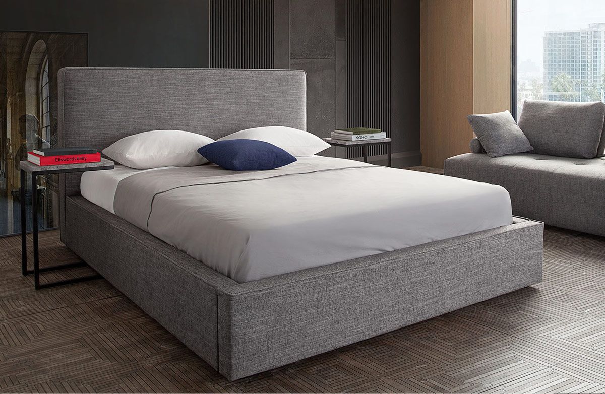 Cloud Grey Linen Bed