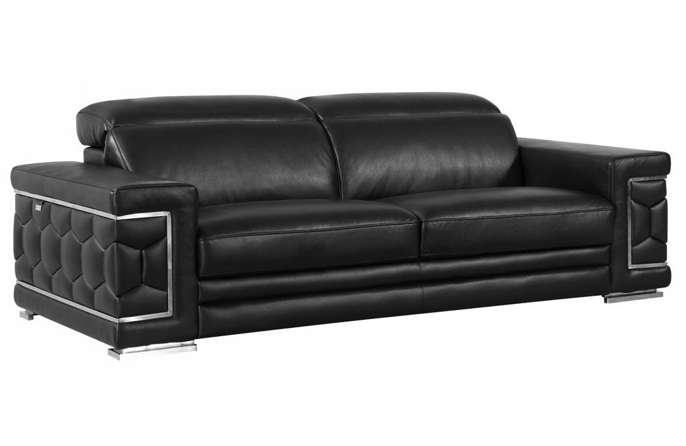 Clovis Genuine Leather Upholstered Sofa
