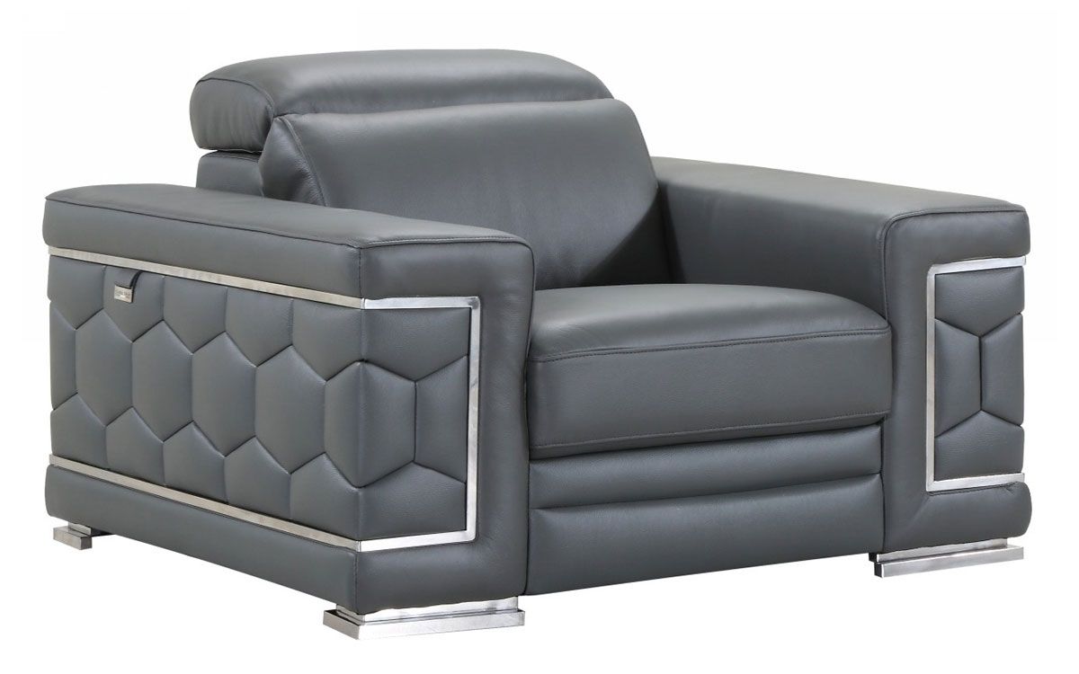 Clovis Gray Leather Chair
