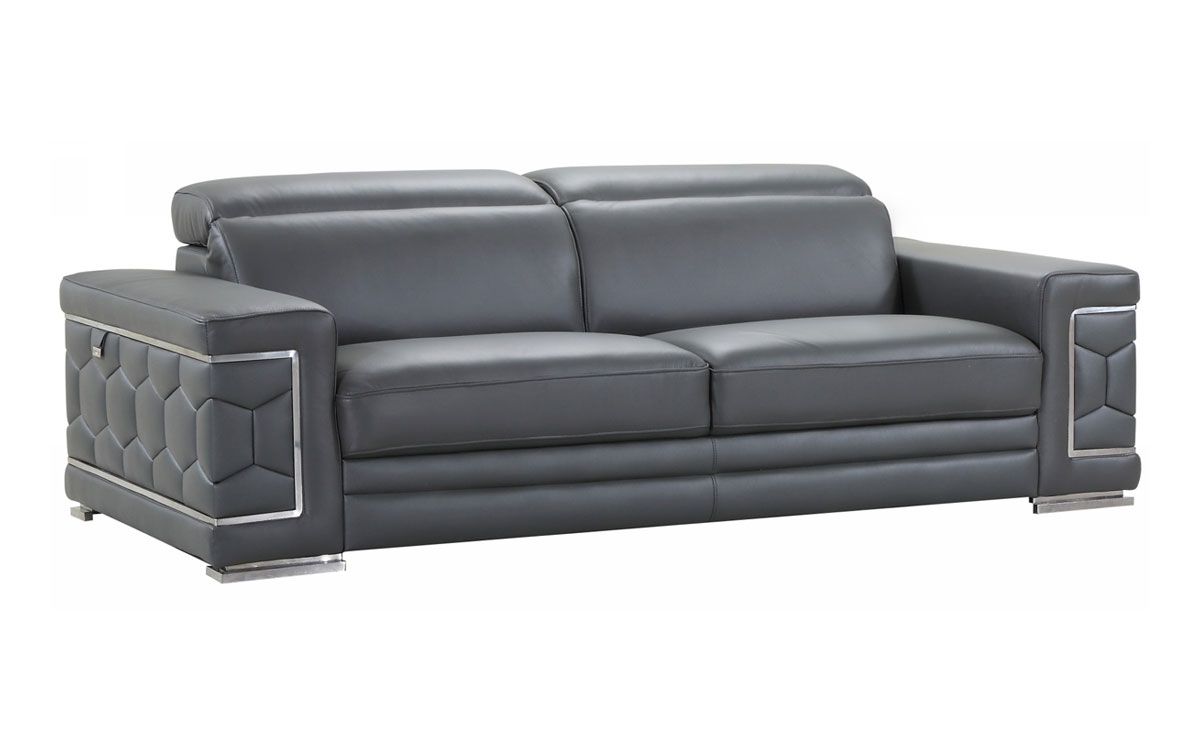 Clovis Gray Leather Sofa