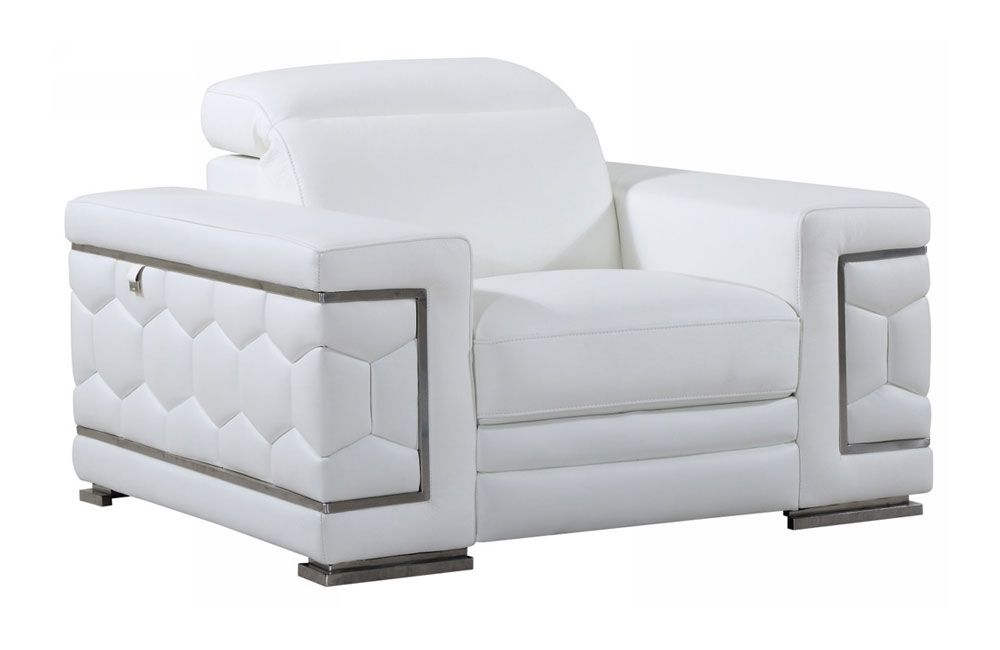 Clovis White Genuine Leather Chair