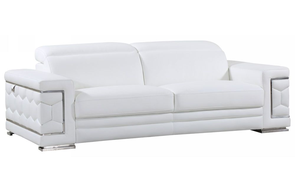 Clovis White Genuine Leather Sofa