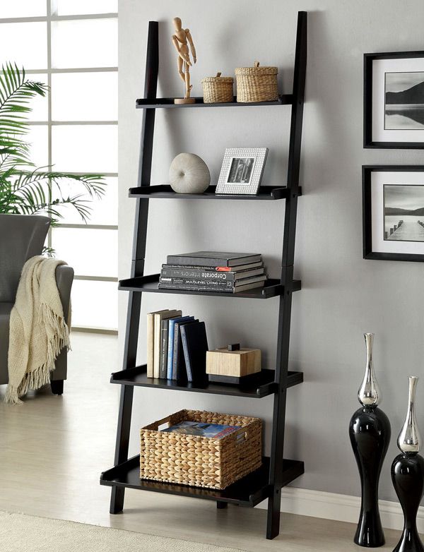 Sion Ladder Style Bookshelf Display Black