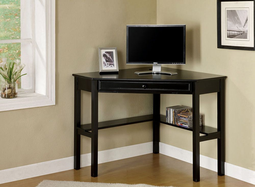 Porto Black Finish Corner Desk