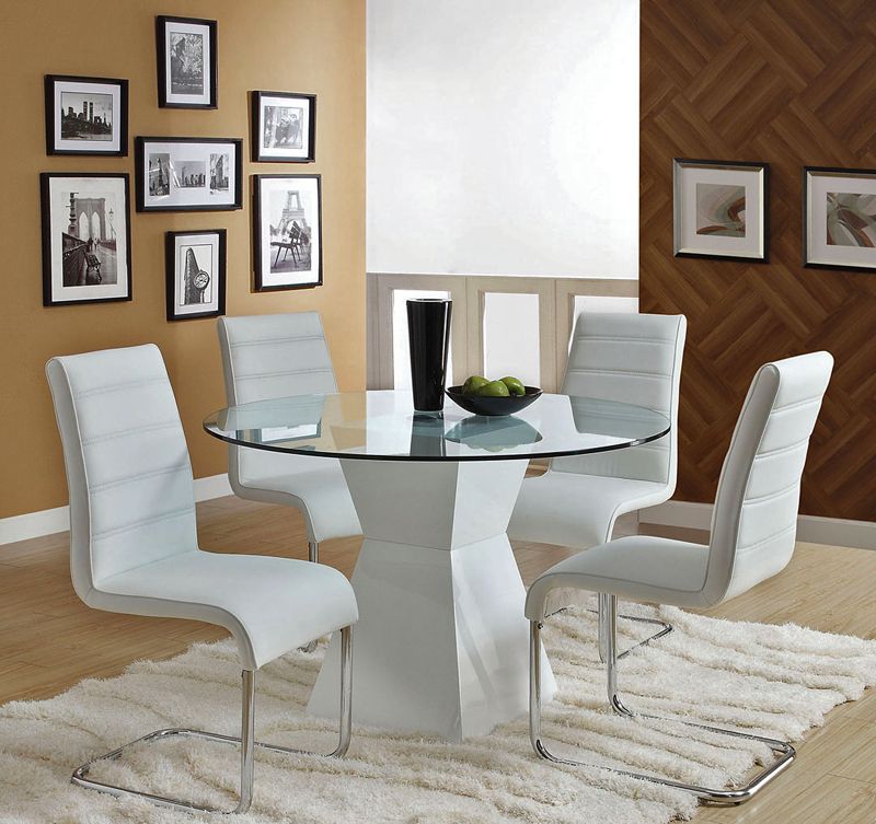 Mauna White Finish,Mauna Modern Style Dinner Table Set