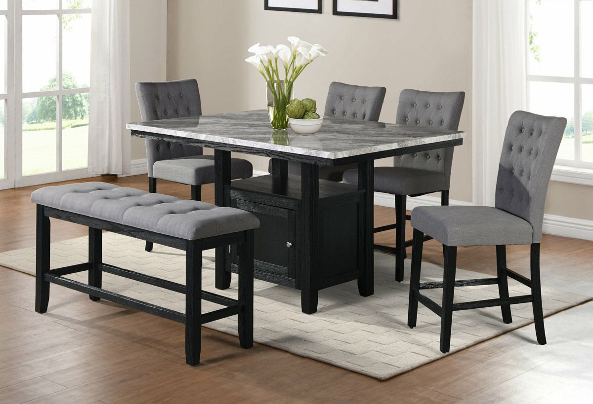 Coleville Counter Height Table Set With Grey Chairs