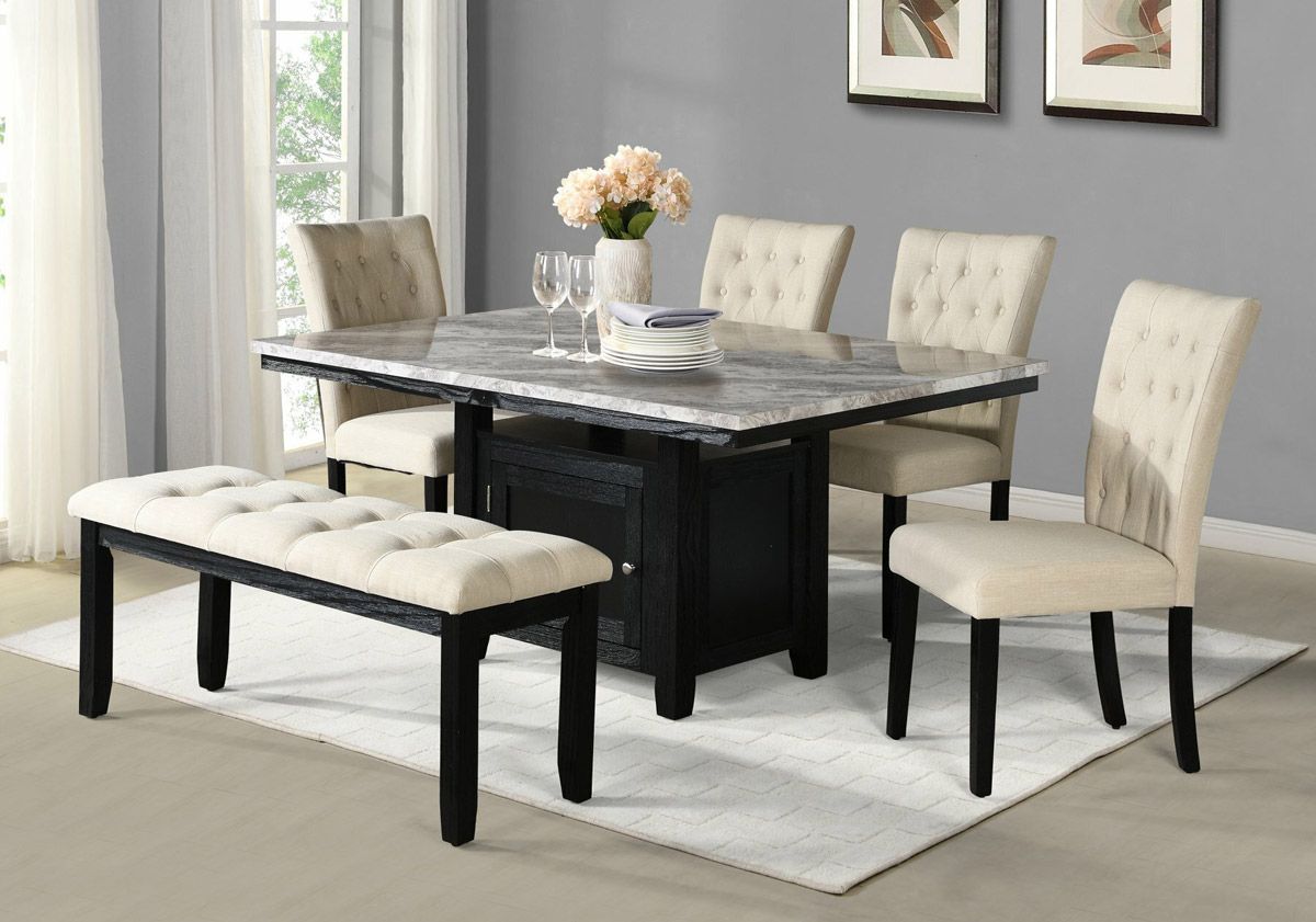Coleville Dining Table Set With Beige Chairs