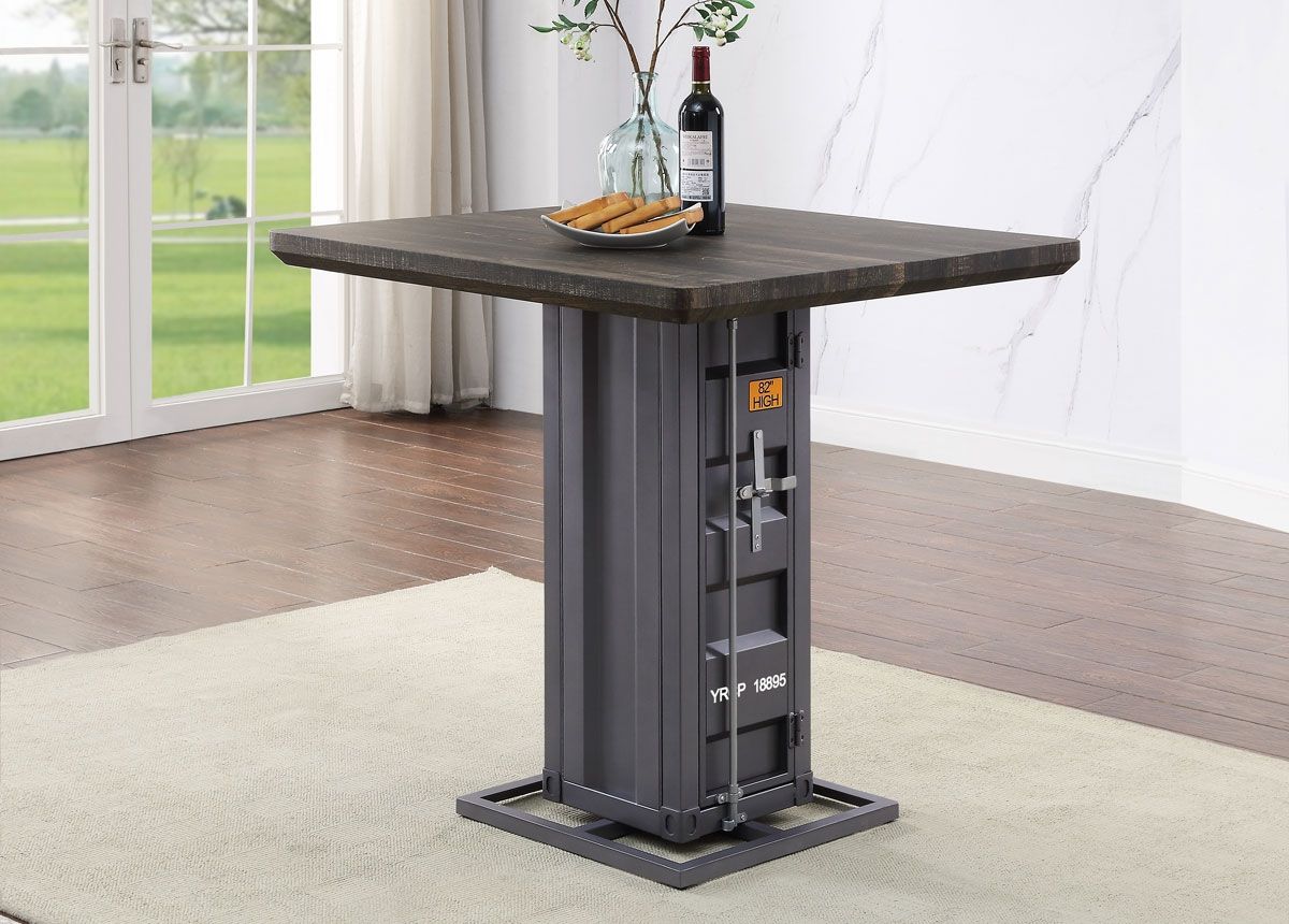 Container Gunmetal Finish Pub Table