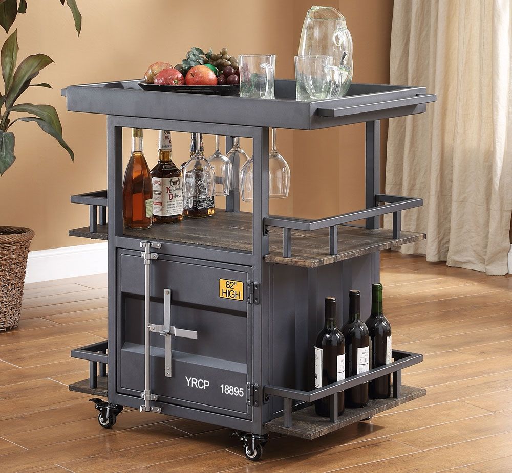 Container Gunmetal Finish Serving Cart