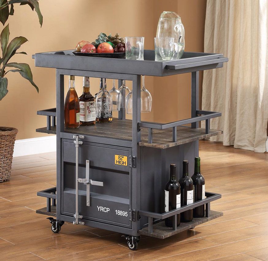 Container Grey Finish Dining Server Cart