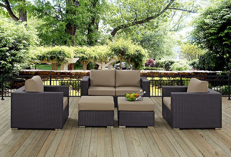 Convene Mocha Outdoor 5 Piece Sofa Set