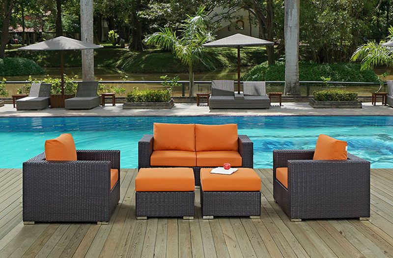 Elina Orange Modern Outdoor Sofa Set
