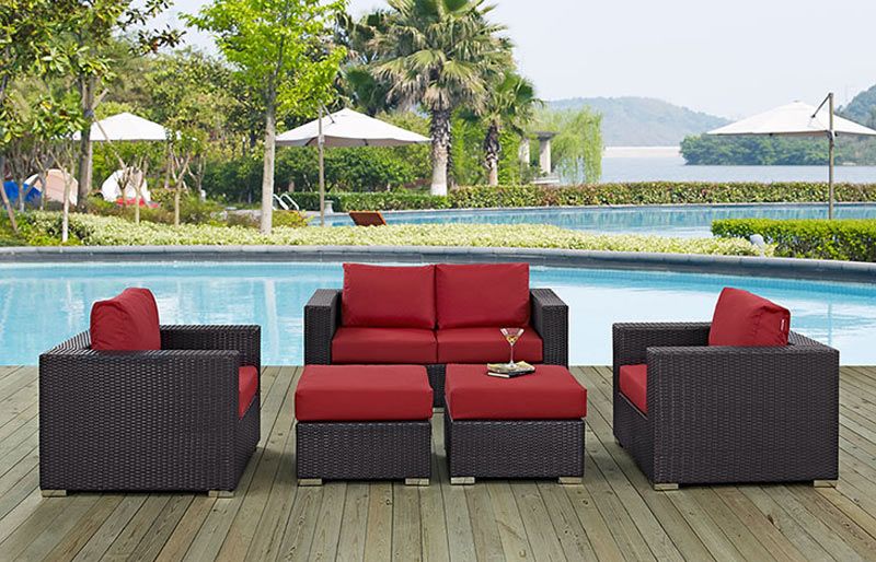 Elina Red Modern Outdoor Sofa Set