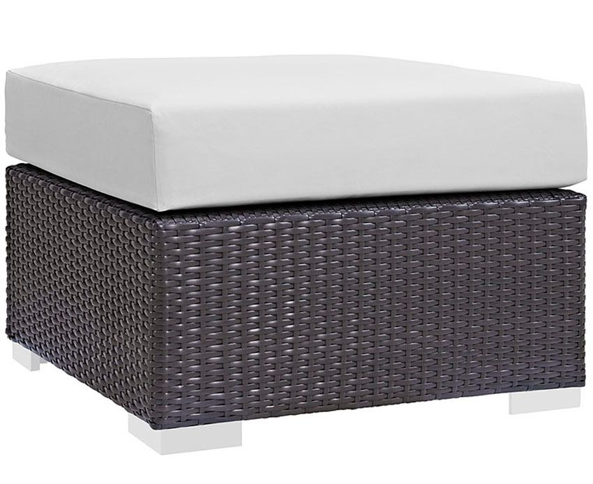 Convene White Outdoor Ottoman