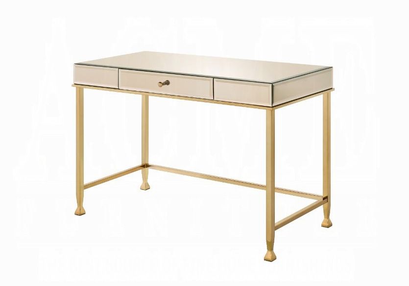 Conway Mirrored Writing Desk Champagne