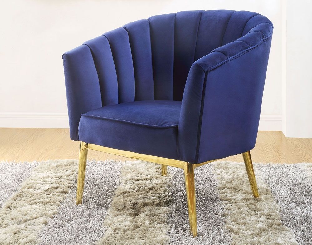 Coral Blue Velvet Accent Chair