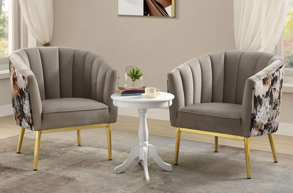 Coral Grey Velvet Accent Chair